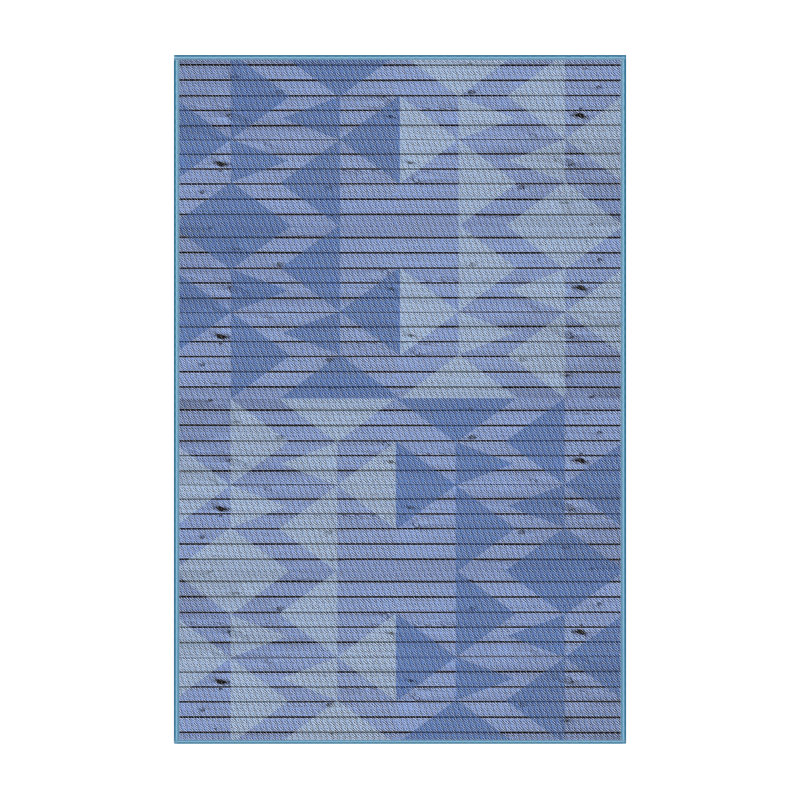 Bleu géométrique Tapis décoratif, Rectangle 5 pi x 7 pi