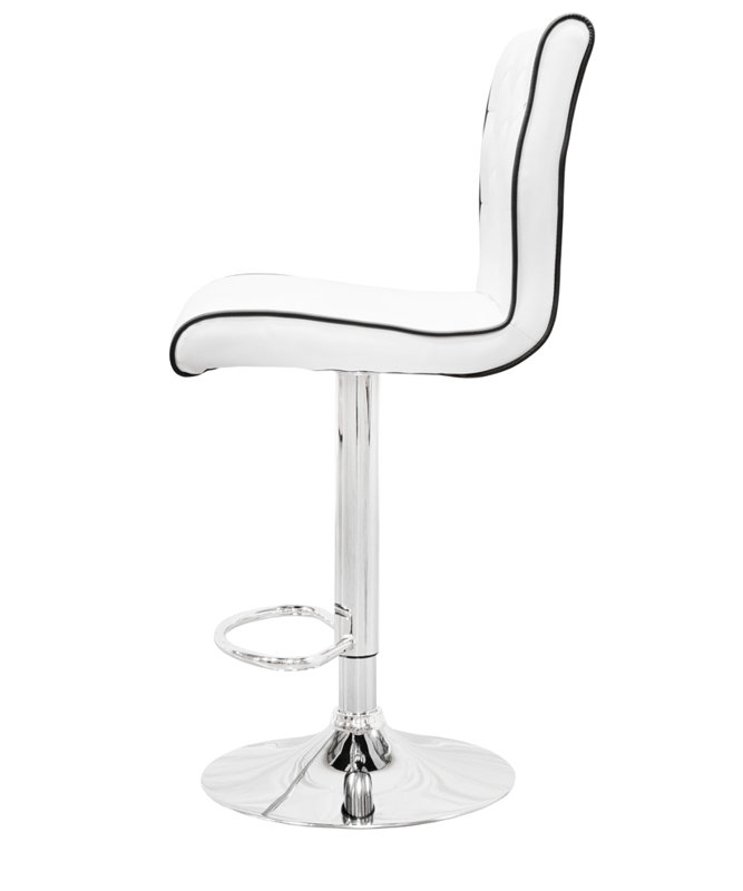 Dart Swivel Upholstered Adjustable Height Counter Stool with Metal Frame, White with Black Trims
