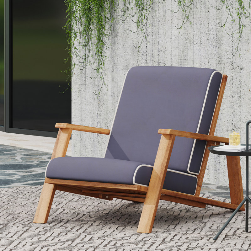 Club Chair, Dark Gray, Teak