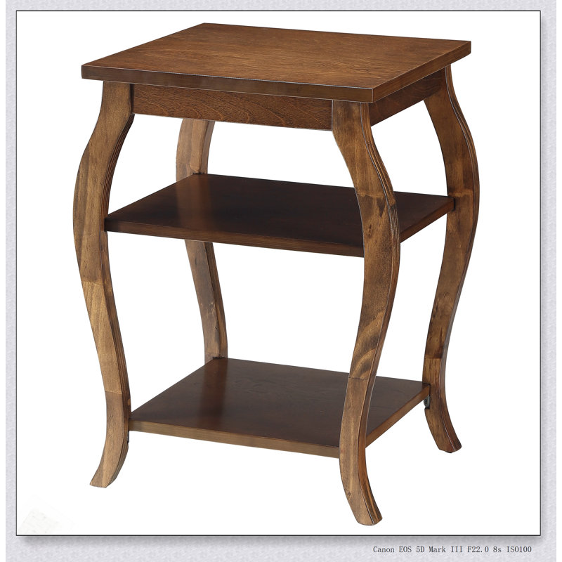 Table de bout en noyer à 2 tablettes avec rangement ouvert, pour organiser et améliorer l'esthétique de la pièce, Noyer