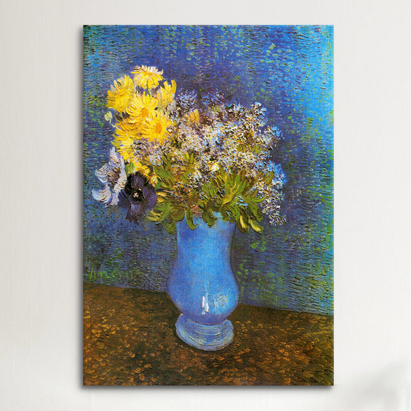 « vase of lilacs, marguerites et anemones » par vincent van gogh, reproduction d’art sur toile, H 60 po x l 40po x P 1,5 po