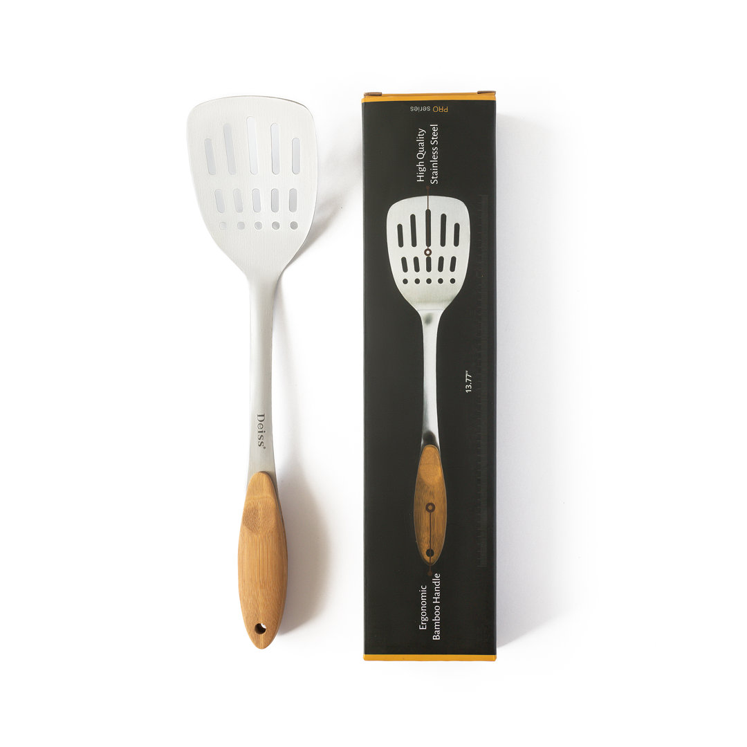 Deiss Pro Metal Spatula with Comfortable Wooden Handle - Kitchen Spatula Turner for Turning Meat DEISS