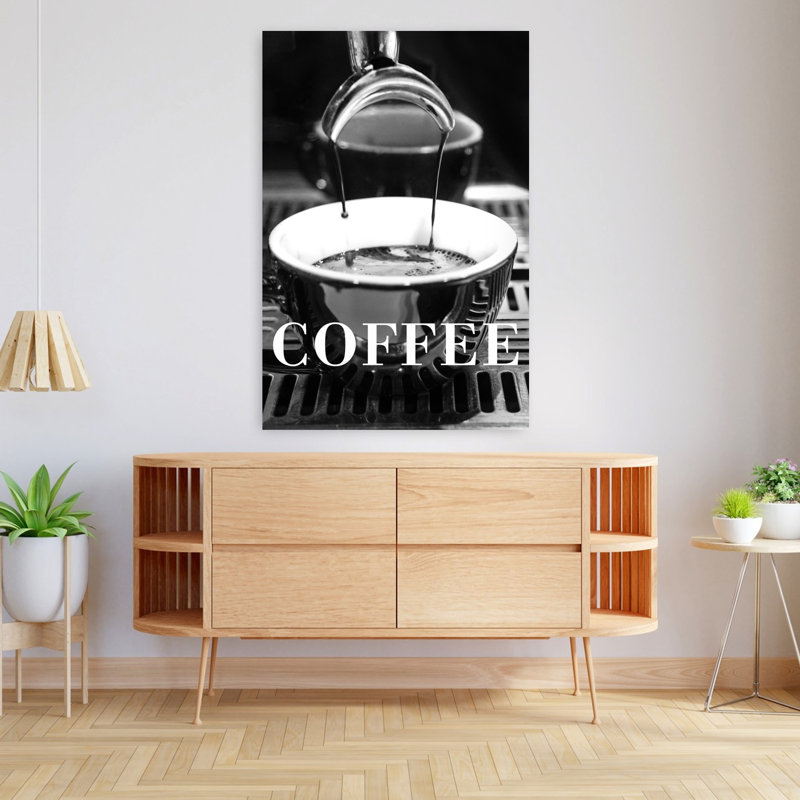Art mural contemporain fraîchement coulé espresso, H 48 po x l 32 po
