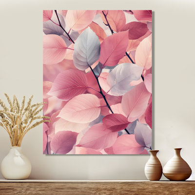 Rose ombre parmi les feuilles I - reproduction d'art traditionnelle en métal, art mural feuilles en métal