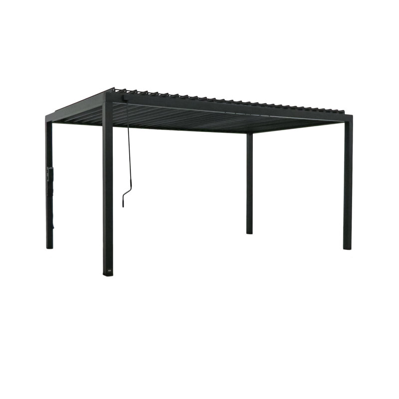 Backyard Discovery Sarasota 16' x 10' Galvanized Steel Outdoor Louvered Pergola Kit with Adjustable Steel Roof and PowerPort