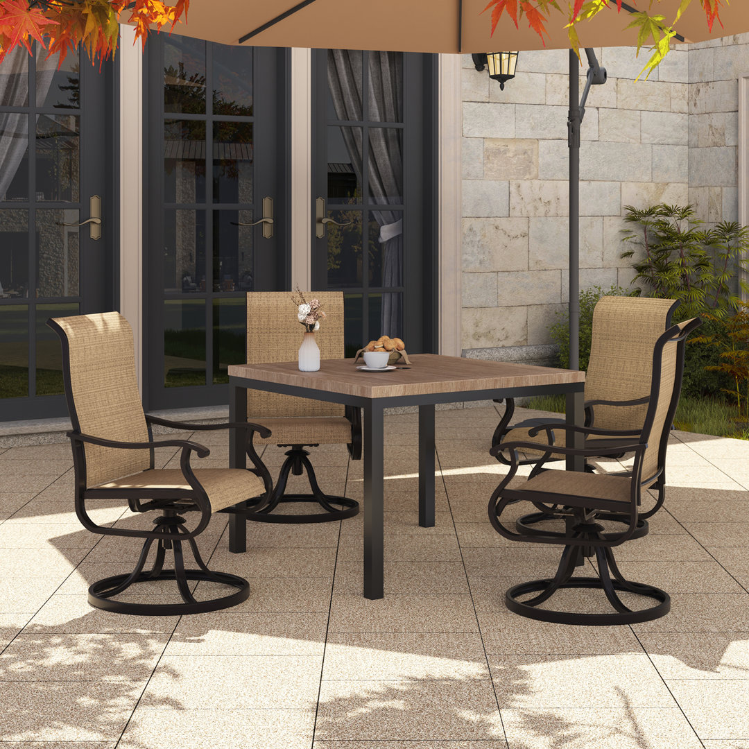 Ashalyn High Back Swivel Rocker Outdoor Dining Armchair (Set of 4) Lark Manor™ 
