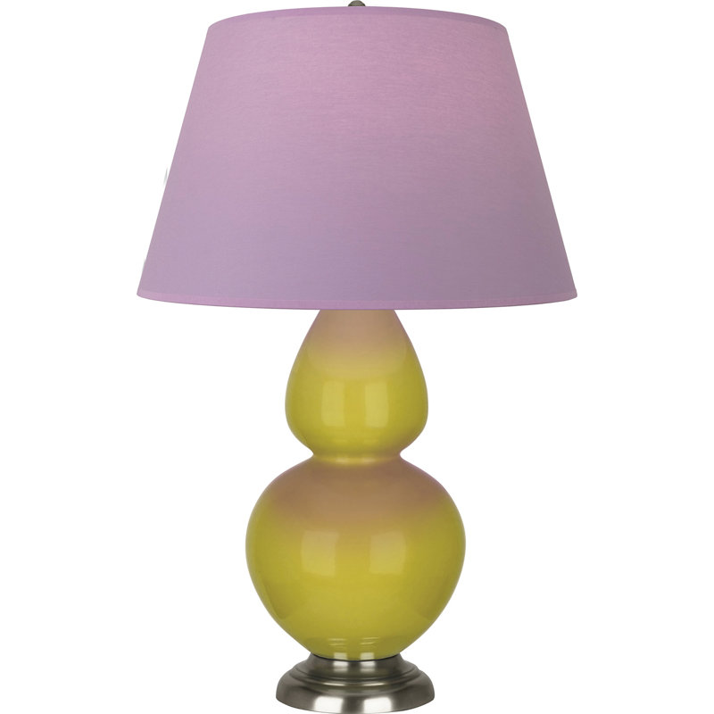 Lampe de table double gourde en céramique, Lavande / prune, Citron glacé / argent antique, Argent argent