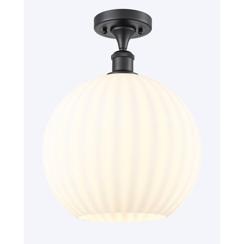 Plafonnier semi-encastré 1 lumière Ballston - Adriao, H 14,75 po x l 12 po x P 12 po, Noir mat