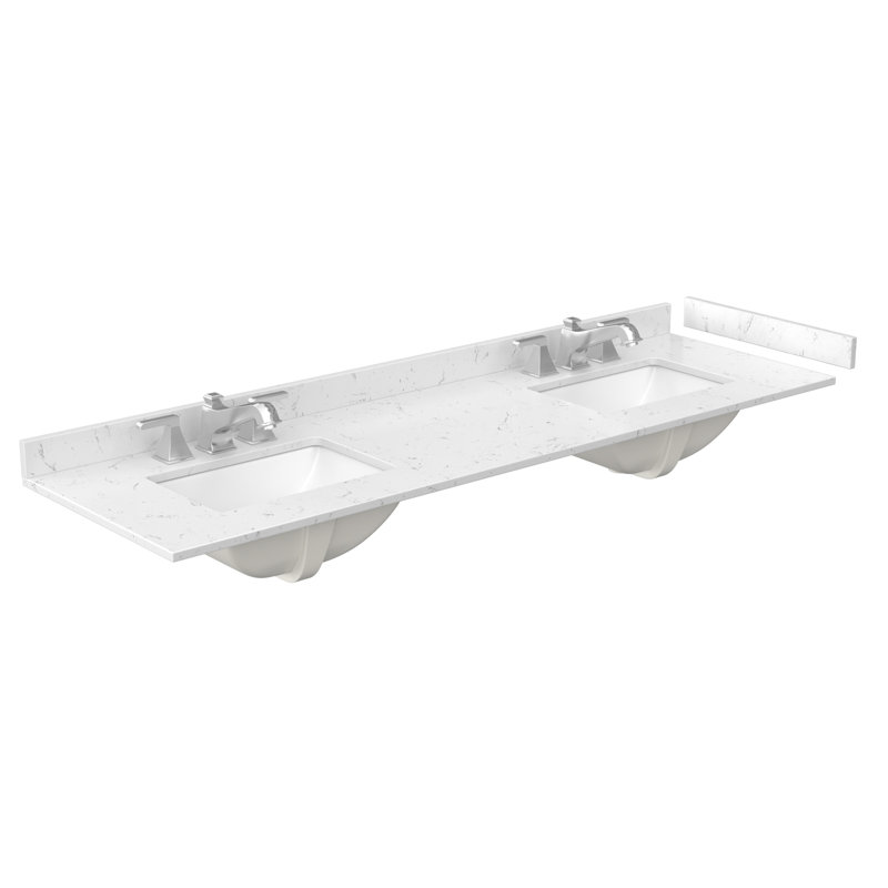 Marlena 72" Freestanding Double Bathroom Vanity with Cultured Marble Top, Green, Satin Bronze