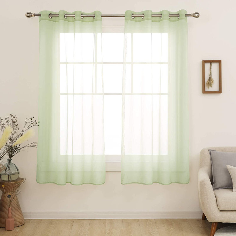 Gainsborough Polyester Sheer Curtain Pair, 52" W x 63" L, Sage Green