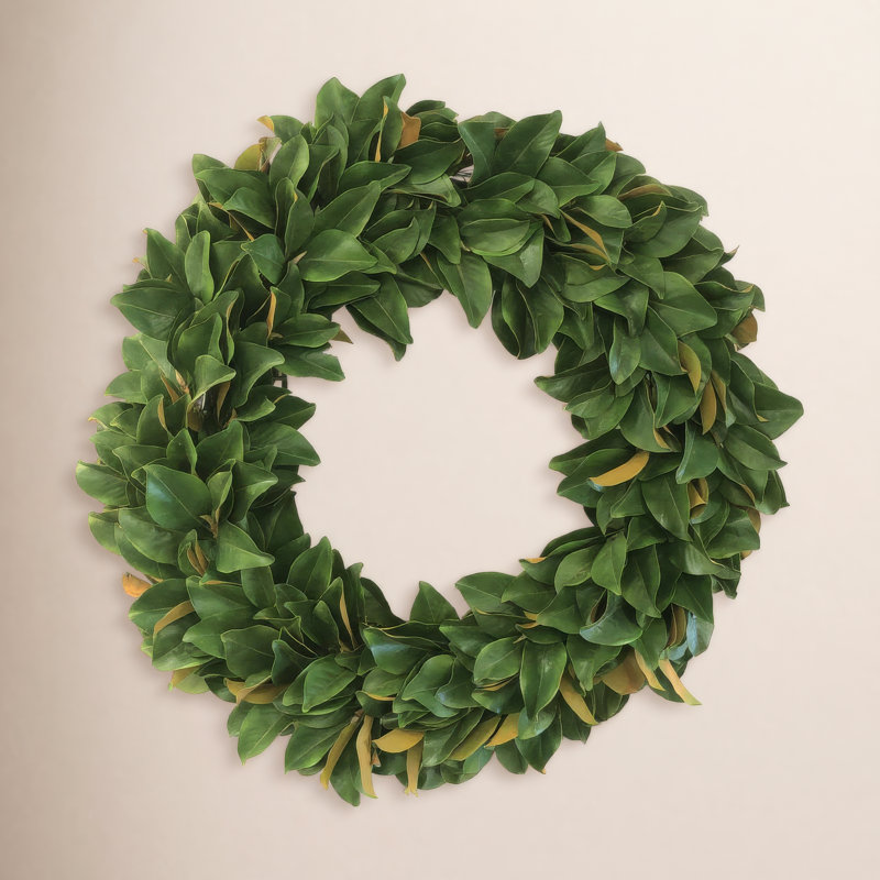 Faux Magnolia Polyester Wreath, 36"