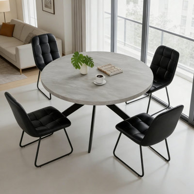 Joevan 46'' Modern Round Kitchen Dining Table Set with 32.8"H Dining Chairs