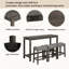 4 Piece Bar Table Set with Power Outlet,Bar Table Set with Chairs,Sofa Bar Table with Stools,Behind Couch Table with 3 Padded Stools,for Living Room,Dining room, Dark Grey