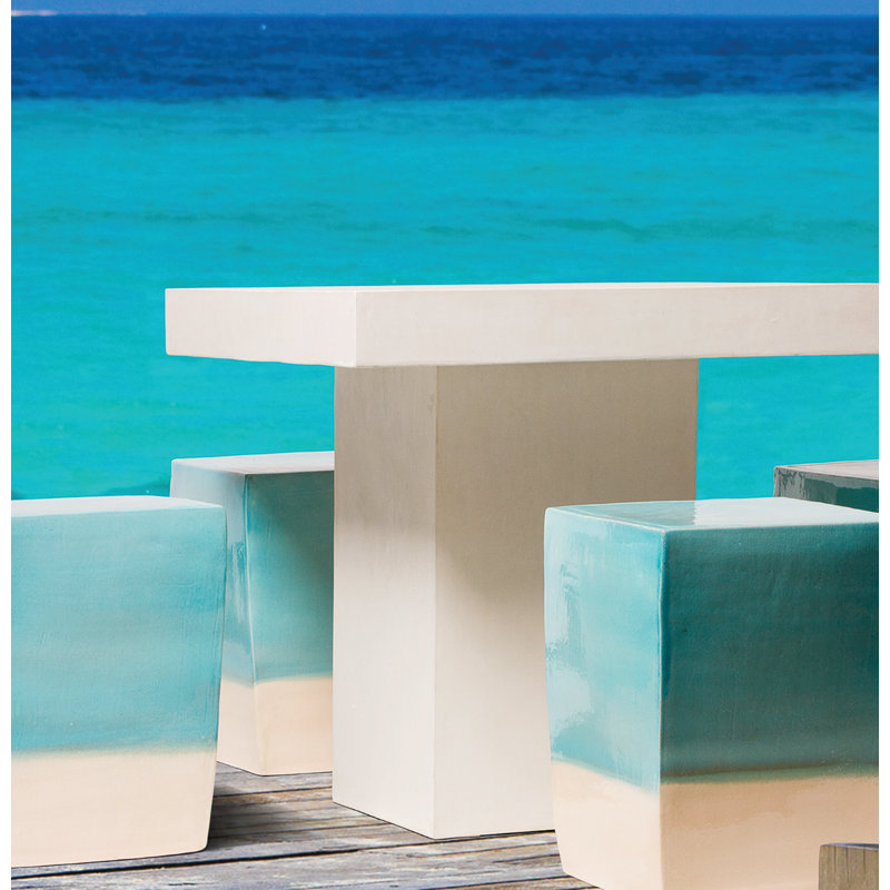 Perpetual Outdoor Square Bar Table, Ivory White