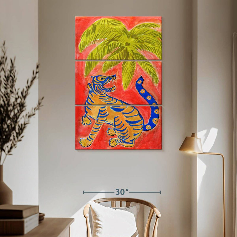 Brampt Tiger Under Palms, 65" H x 42" W