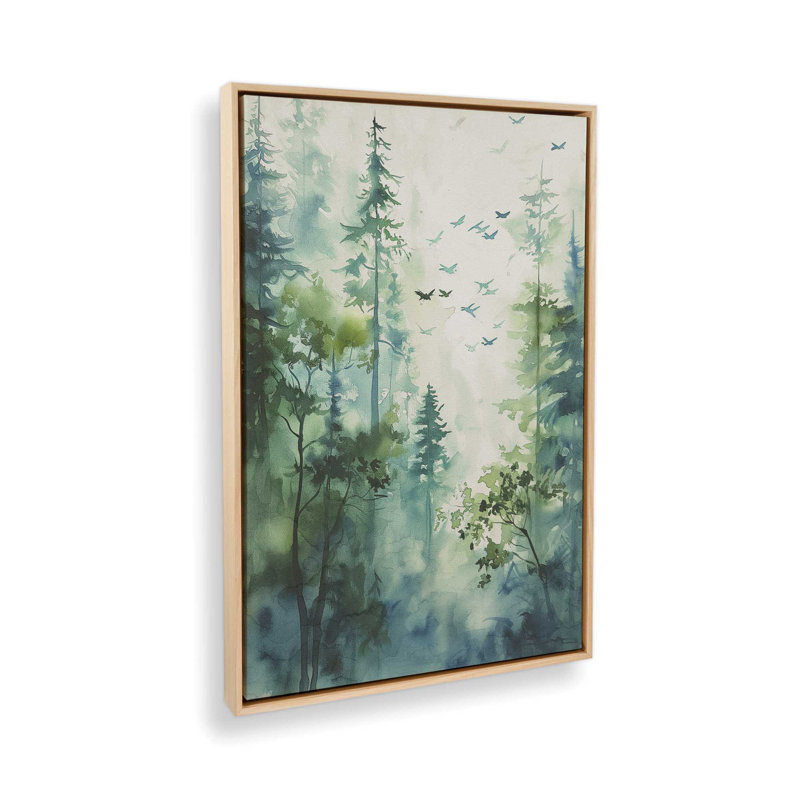 «Serene Forest in Flight II», reproduction sur toile, Encadrement brun clair, H 48,75 po x l 32,75 po x P 1,75 po