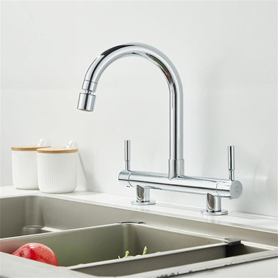 2 Hole Kitchen Sink Mixer Tap, Bridge Kitchen Mixer Taps