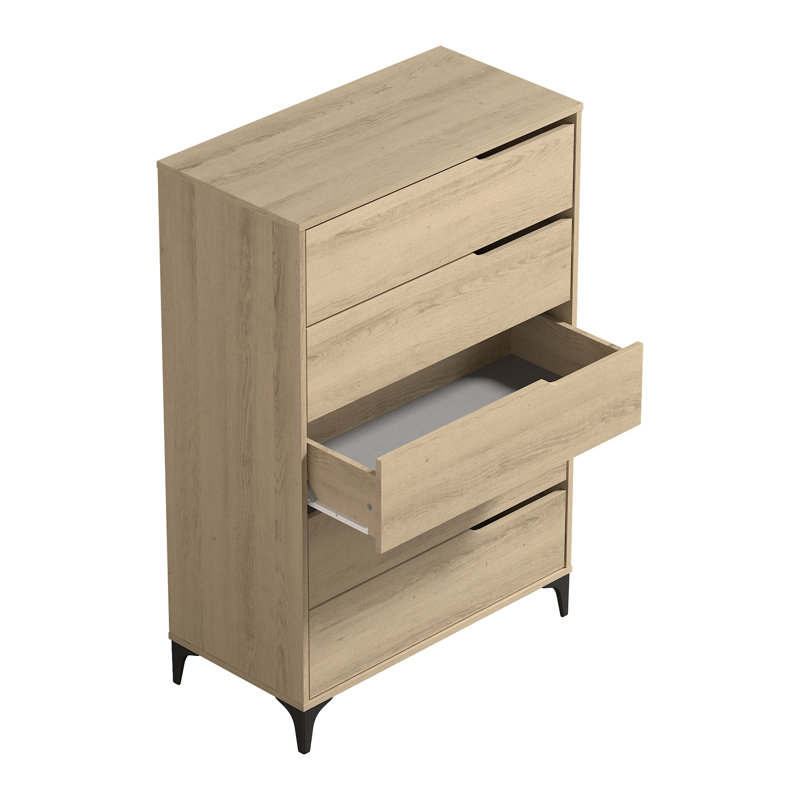 Commode 5 tiroirs Norcross, Chêne d'Oslo