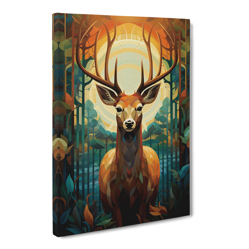 Deer Deco No.2 - Wrapped Canvas Print, 60cm H x 40cm W x 3cm D