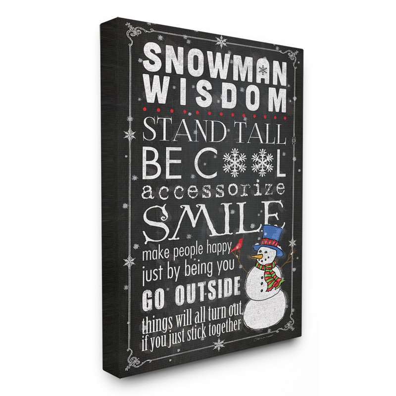 Bonhomme de neige, impression d'art textuel sur toile tendue, H 20 po x l 16 po, Toile tendue