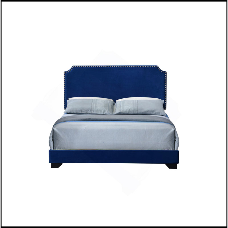 Grand lit en velours bleu Haemon