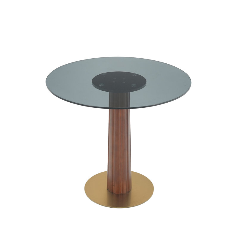 Table de salle à manger ronde moderne (table seulement), Verre trempé, Transparent