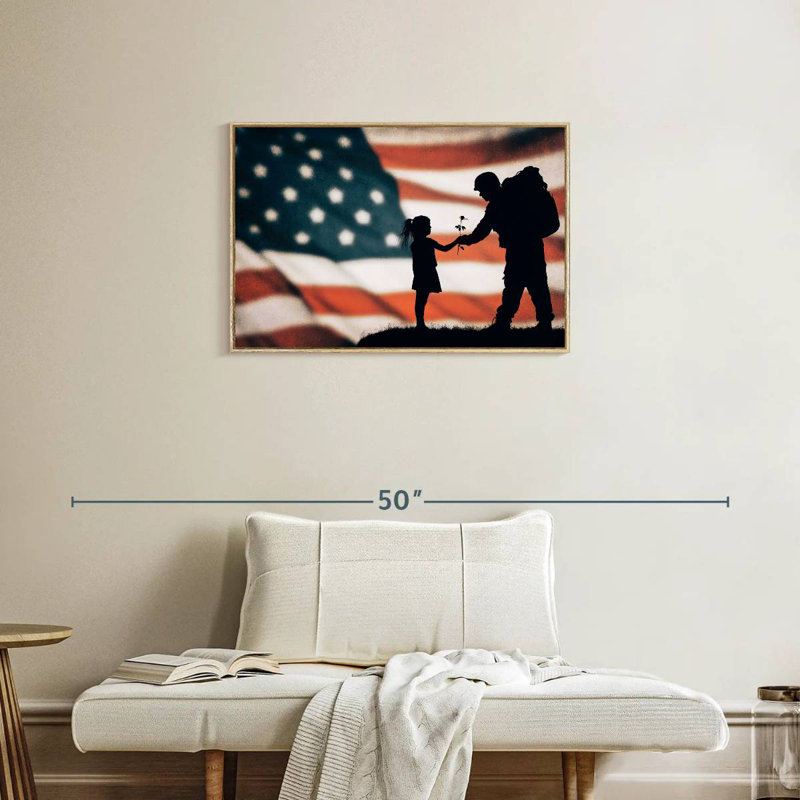 Military Soldier Dad, Floating Frame Natural Wood, 31" X 21"