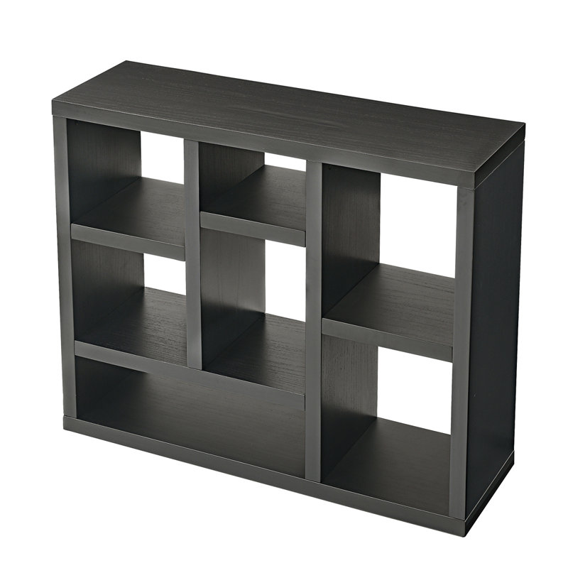 Black Manufactured Wood 7-Cube Freestanding Bookcase