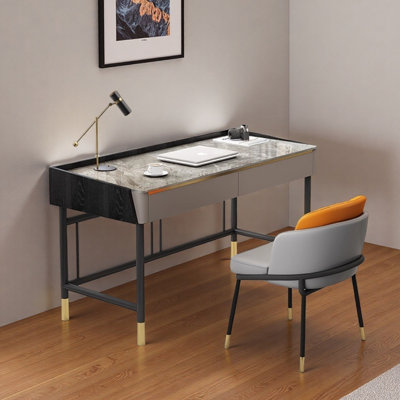 LIght Luxury Style Gray Rock Slab Writing Desk