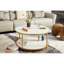 Spacieuses tables basses et de cocktail blanches et dorées, design moderne en métal et bois pour la maison