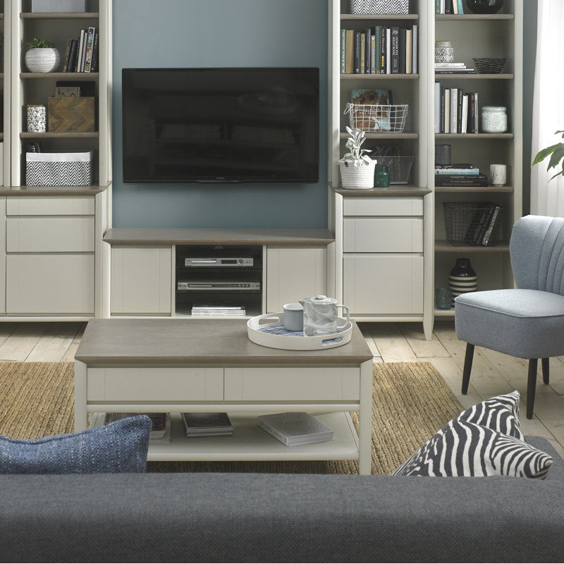 Izzie Unfinished TV Stand for TVs up to 55", Ivory/Brown