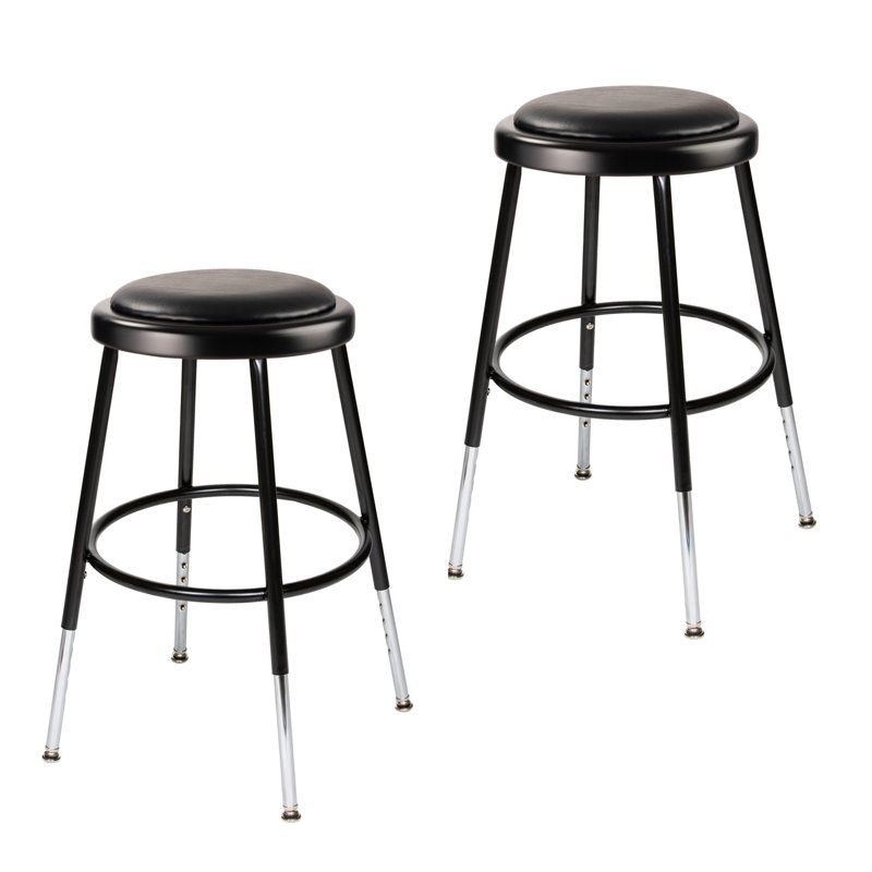 Otto 19-27 Inch Height Adjustable Heavy Duty Commercial Grade Vinyl Padded Stool, 18.5", Black