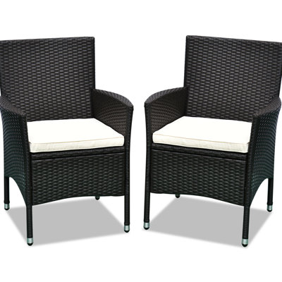2 chaises par, avec coussins et patins, pour jardin, pelouse, patio, café foncé, chaises de salle à manger 2 pièces, confort