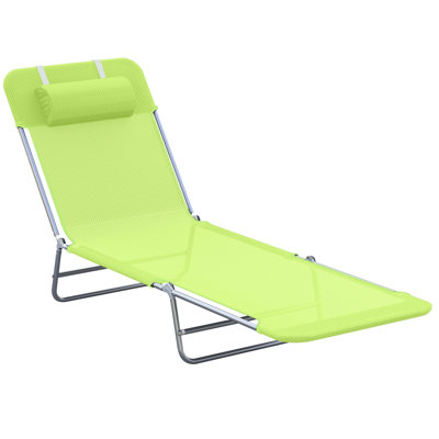 Chaise longue de piscine pliante pour l'extérieur, avec coussin, dossier inclinable, structure en acier et filet respirant, plage, patio, détente au bord de la piscine, textile ajustable,
