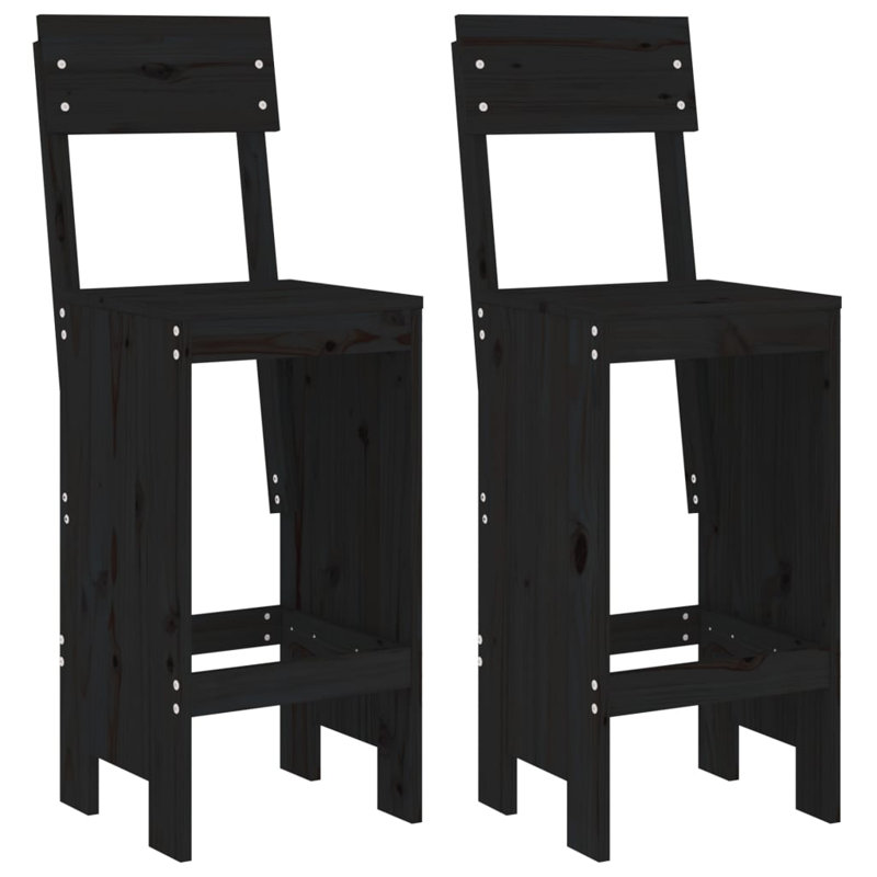 Agustine Solid Wood Counter Stool, Black