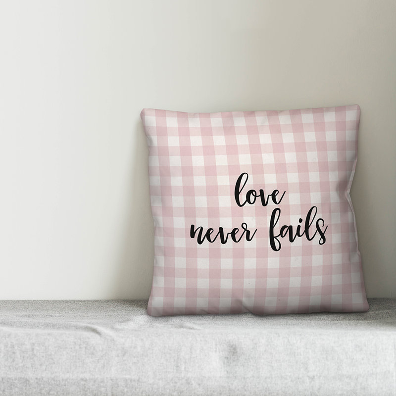  Coussin Love Love Fails, Rose / Noir, Housse de coussin
