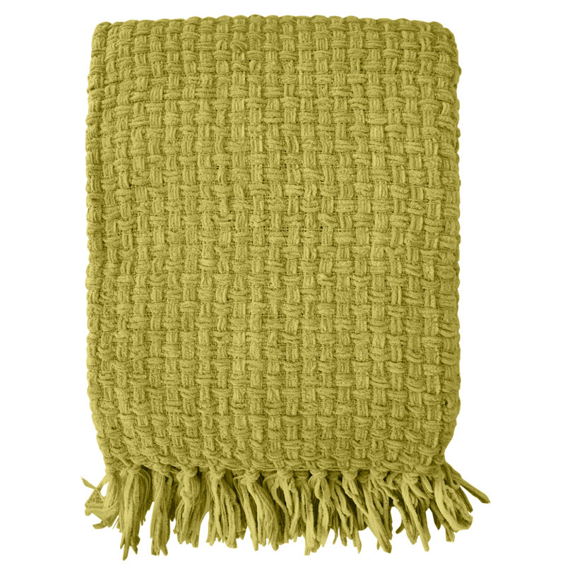 Chenille Handmade Throw Blanket, Green