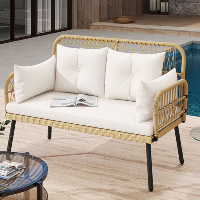  Black All-Weather Wicker Outdoor Loveseat