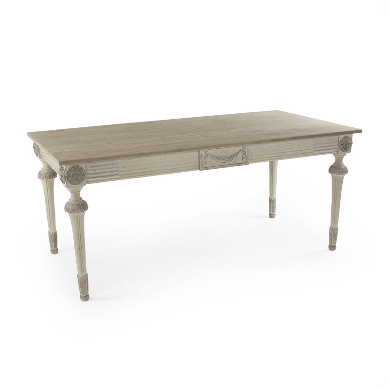 Bastian Rectangular Distressed Off-White Wood Dining Table