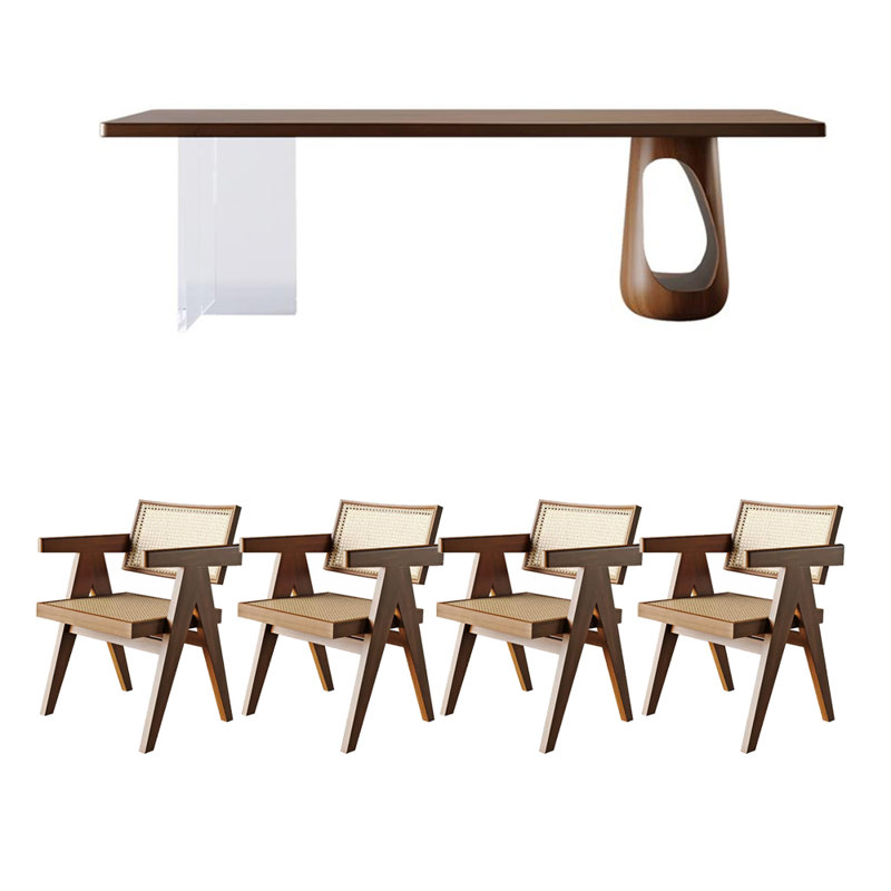 4 - Person Solid Wood Top Double Pedestal Dining Set, 29.53" H x 78.74" L x 31.5" W
