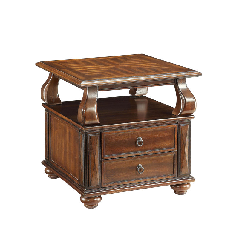Walnut 2-Drawer End Table
