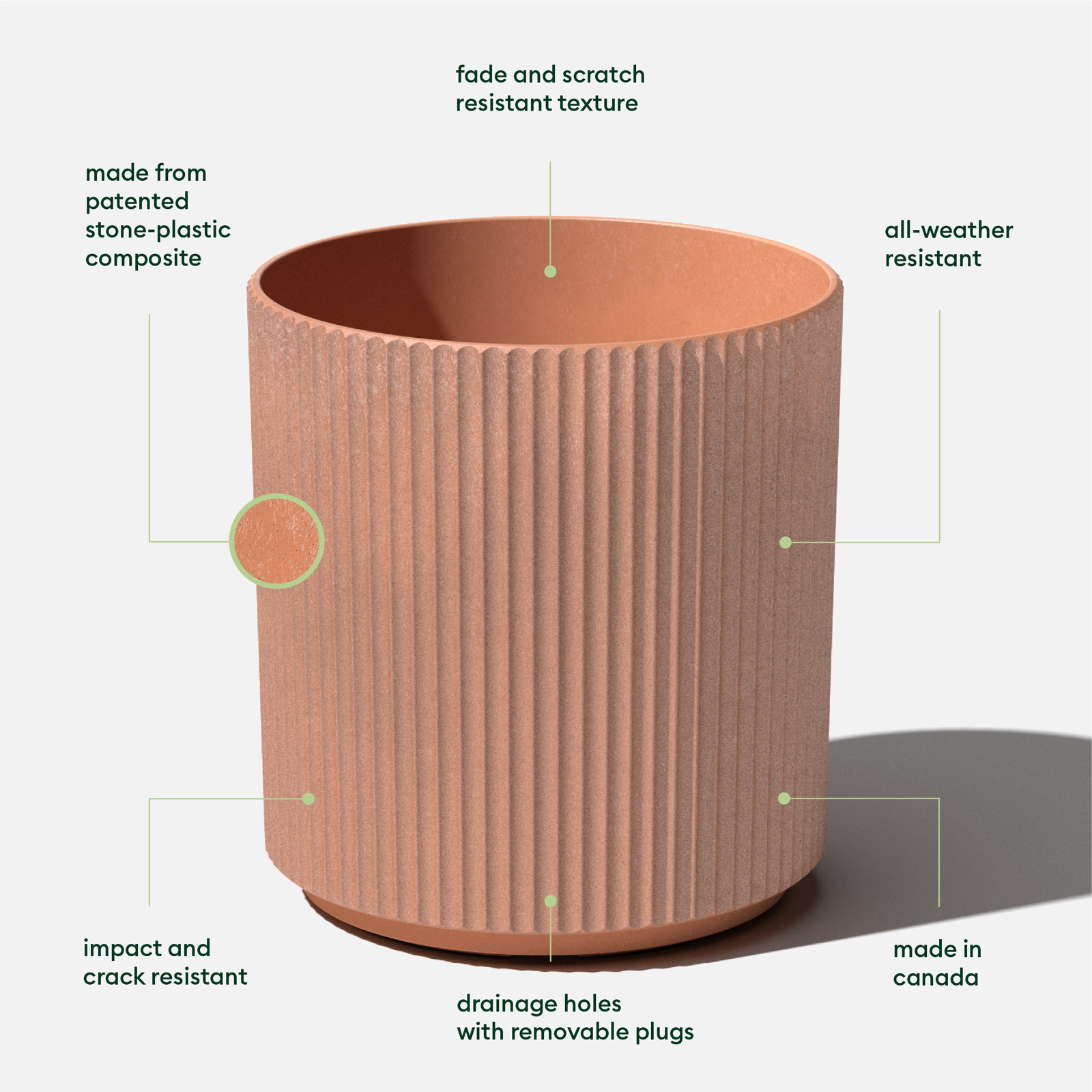 Demi Series Round Planter, 2, 19.75" H x 18.5" W x 18.5" D, Terracotta
