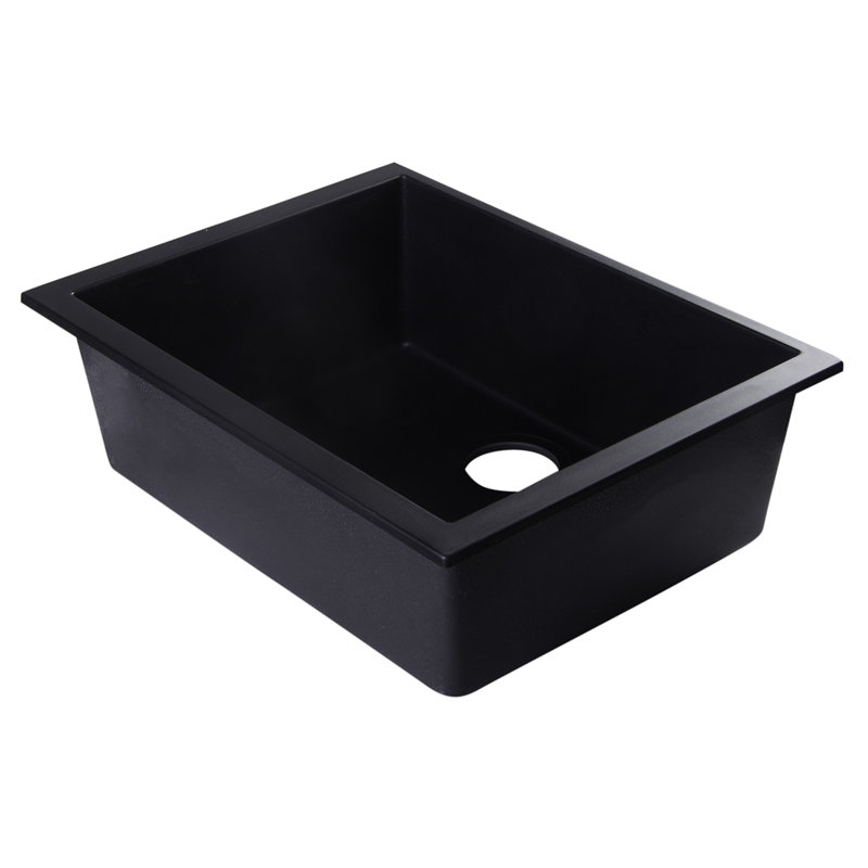 23.63'' L Single Bowl Granite Kitchen Sink, Black
