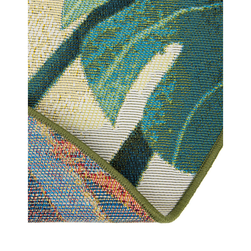 Cindina Floral Indoor / Outdoor Area Rug in Green, Runner 2'7" x 12'