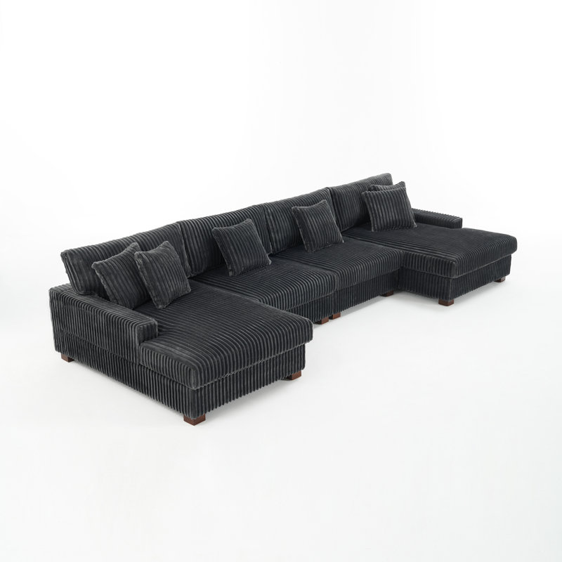 4 Seater Seating Component, Grey Faux Fur