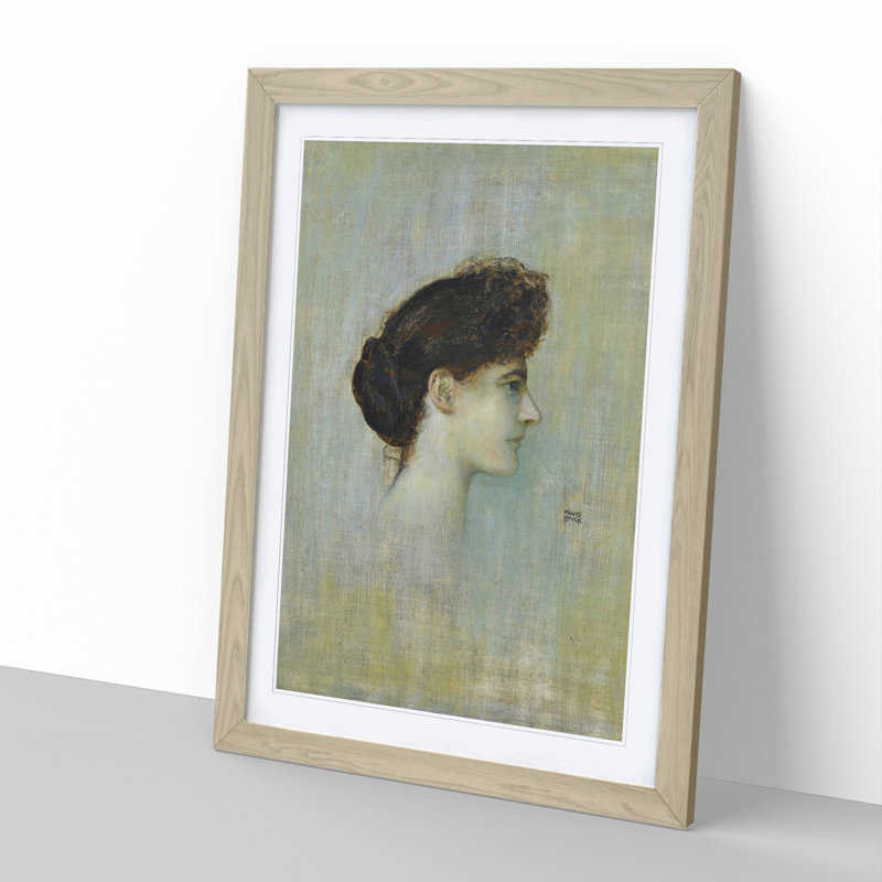 Portrait of a Woman by Franz Von Stuck - Picture Frame Painting, 36cm H x 27cm W x 2cm D, Oak Framed