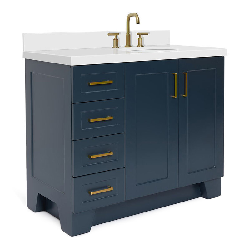 43 IN.  Single Bathroom Vanity, Midnight Blue, Rectangular, Right 