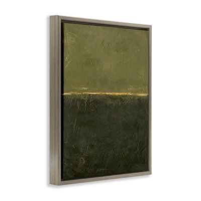 Green Hued Rustic Abstract Framed Floater Canvas Wall Art, design by Design Fabrikken