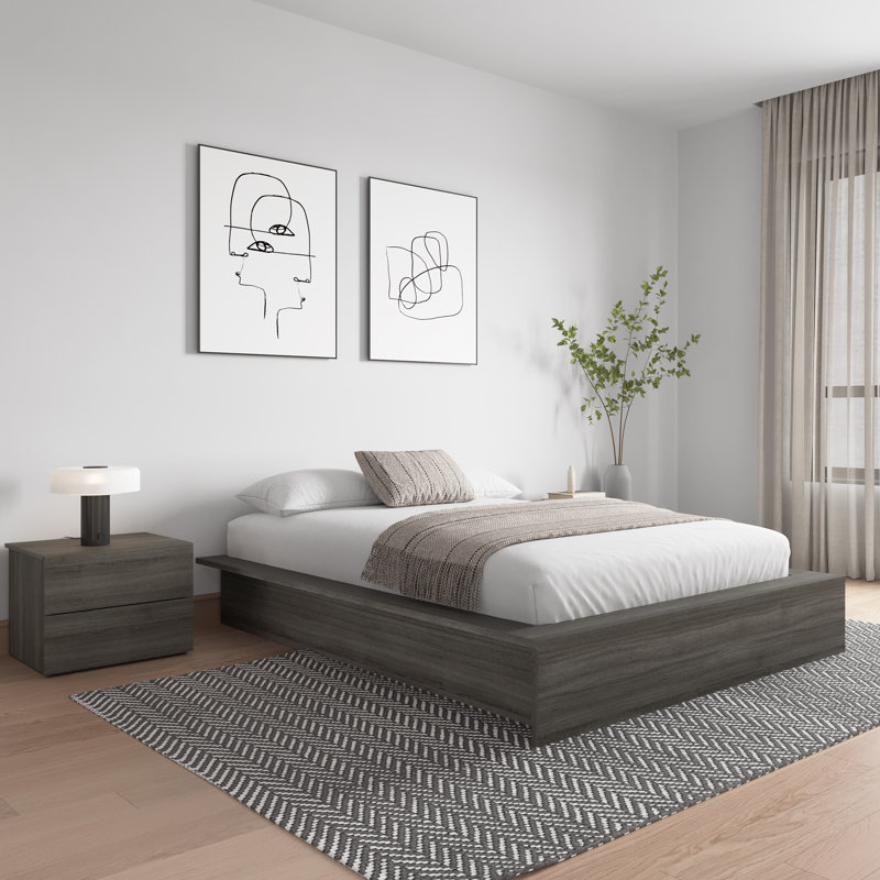 Hamdija Platform Bed, Queen, Gray Oak