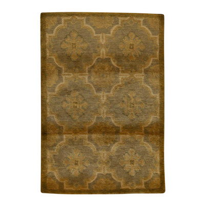 Tapis brun / beige marocain en laine noué à la main 4 pi x 6 pi